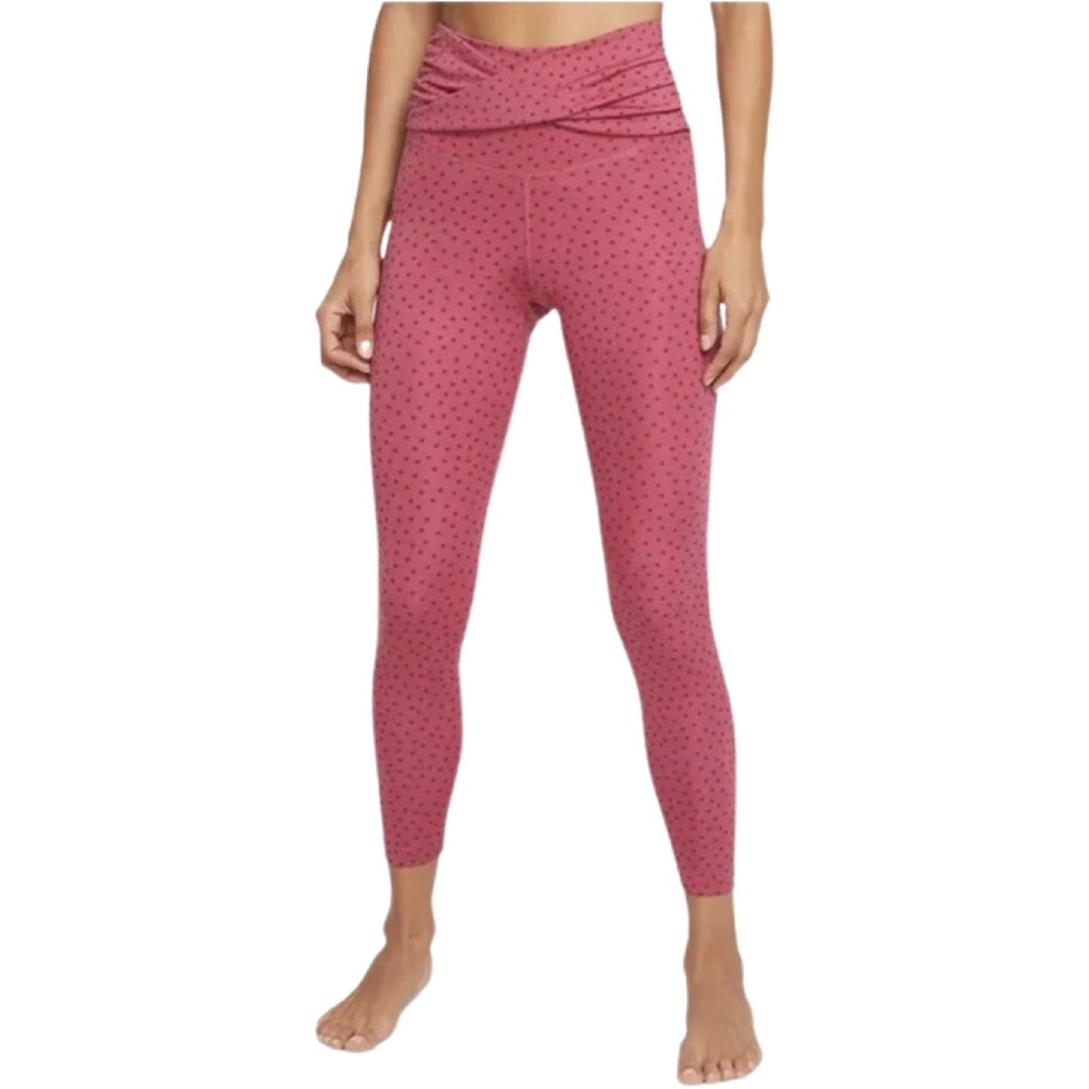 Nike Women's Yoga 7/8 Length leggings Sweet Beet printed Dots Twist